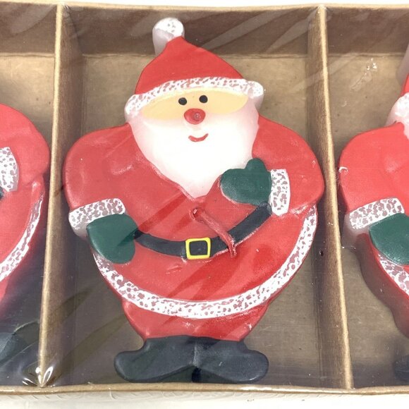 Christmas Candles Snowman JOY Santa Claus Figural Set of 6 Small Tea Lights - Picture 5 of 7